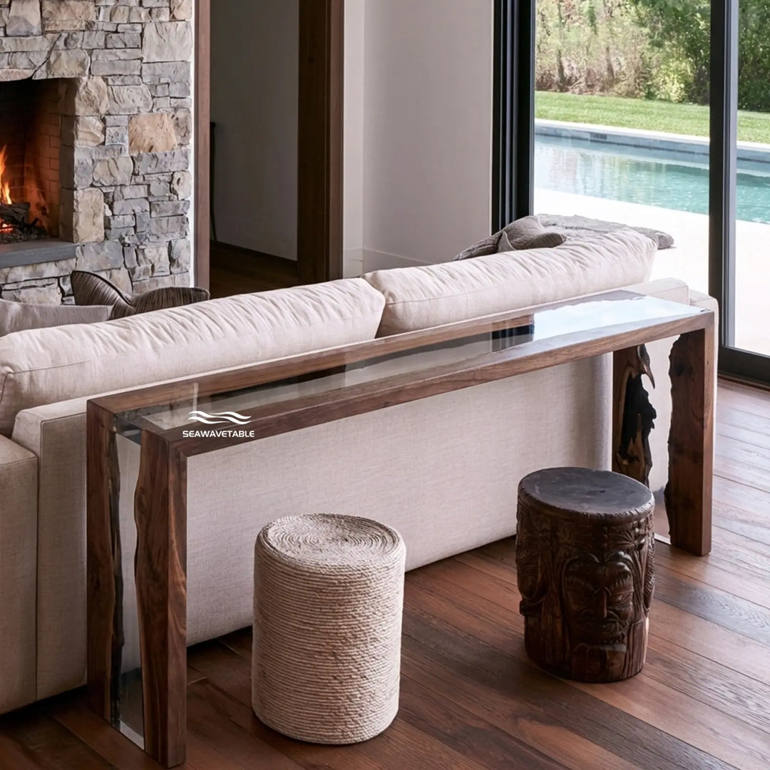 Seawavetable‑black‑walnut‑double‑waterfall‑clear‑epoxy‑console‑table