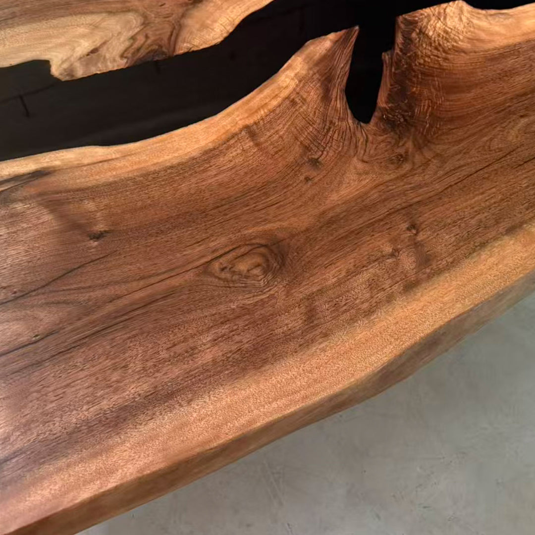 Seawavetable-custom black walnut epoxy river table with flowing live edges