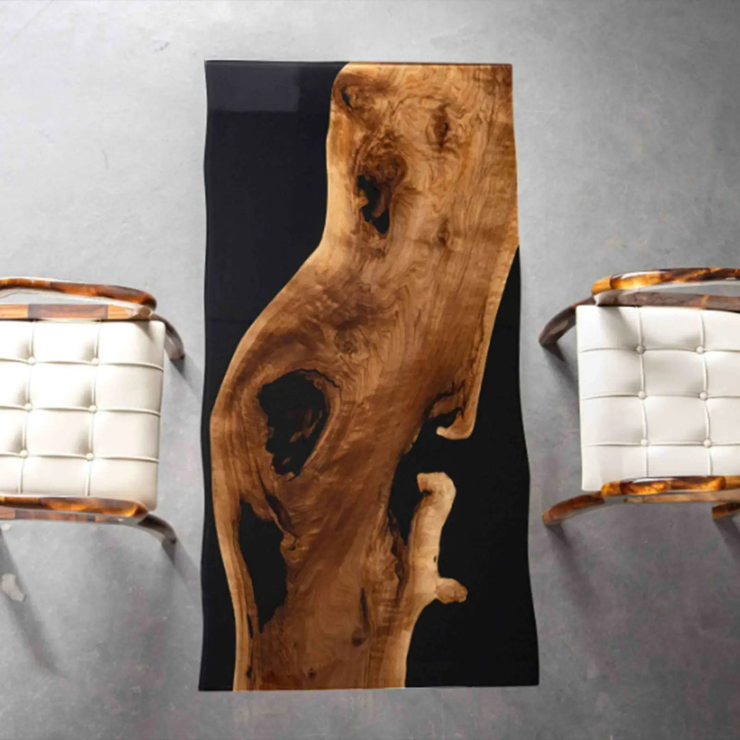 Seawavetable-Modern organic style walnut epoxy coffee table home centerpiece