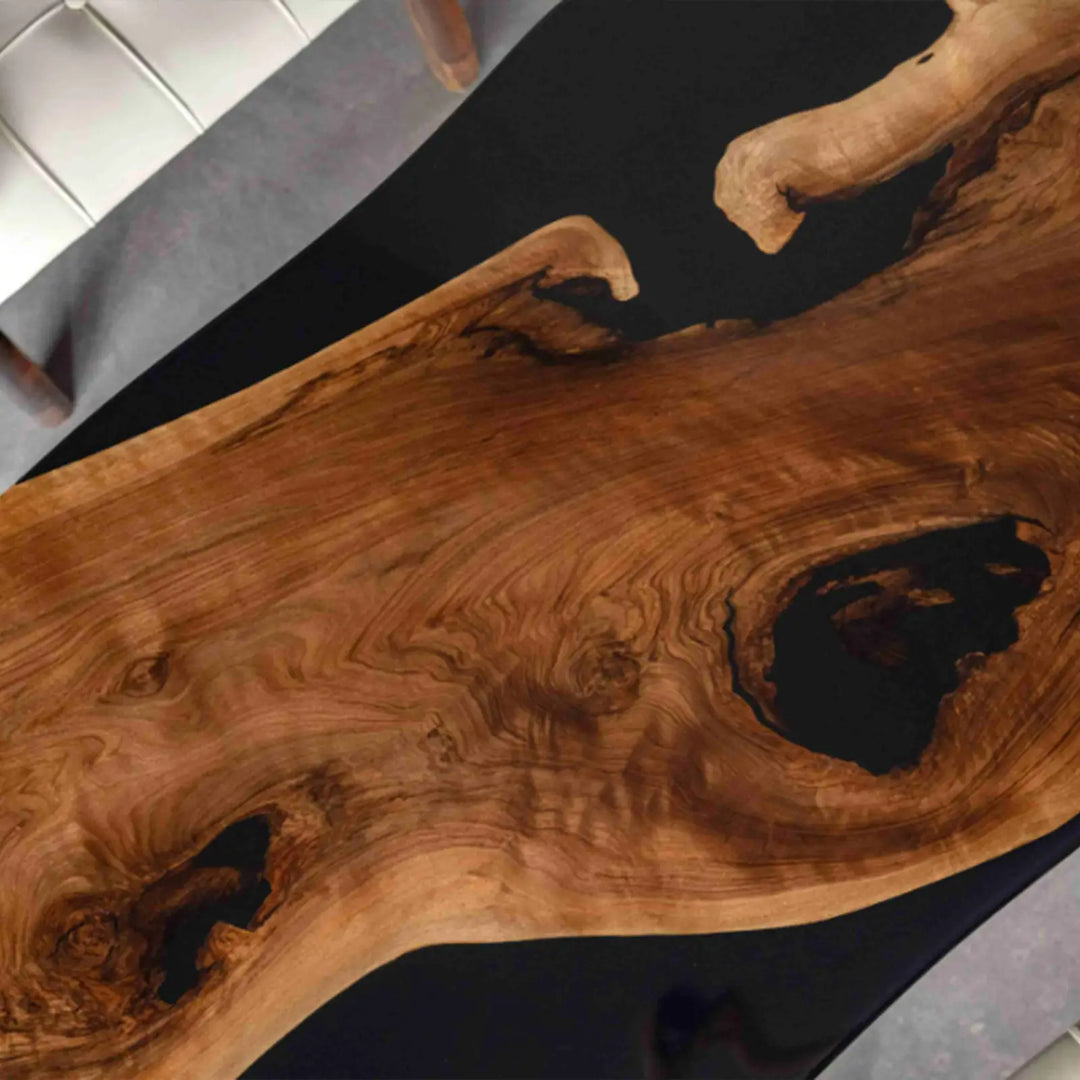 Seawavetable-Statement live edge coffee table black walnut and black epoxy resin