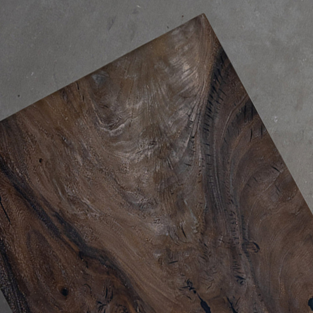 Seawavetable-black walnut desk with free metal legs and oxidized white finish