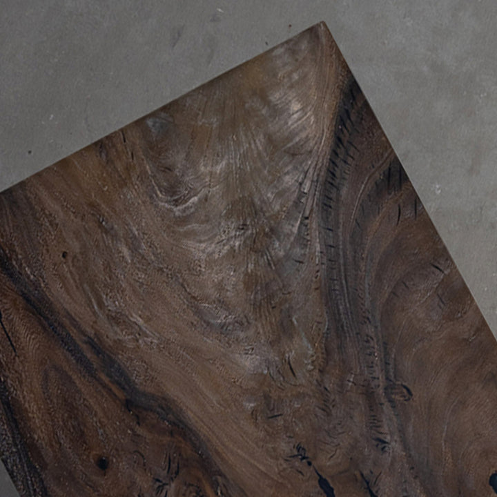 Seawavetable-black walnut desk with free metal legs and oxidized white finish