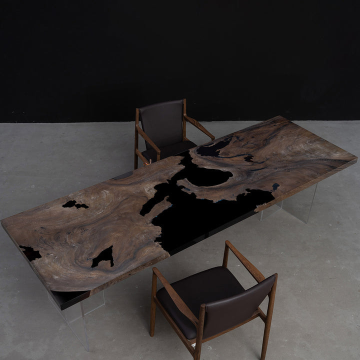 Seawavetable-custom epoxy resin conference table with black epoxy