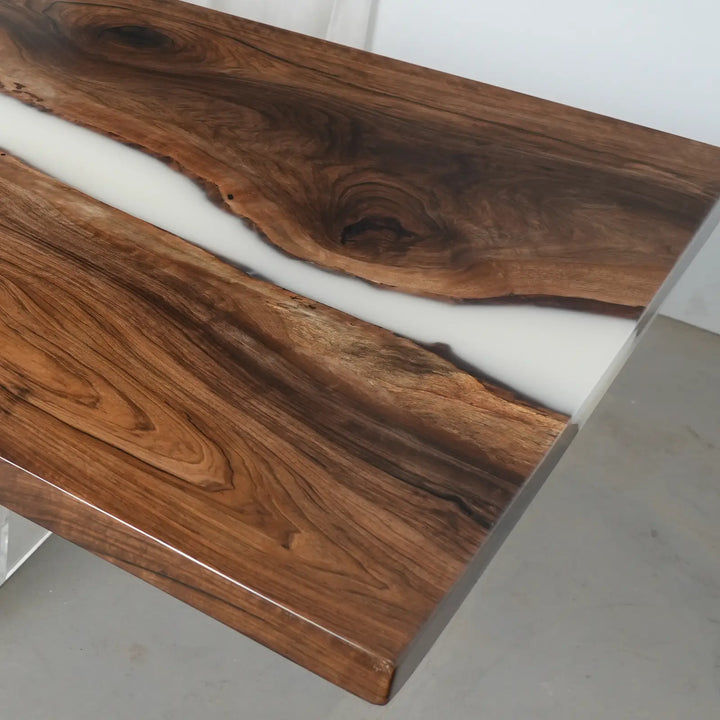 Seawavetable- Transitional style black walnut white resin dining table