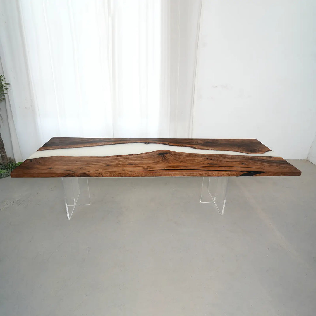 Seawavetable- Farmhouse style black walnut epoxy river dining table