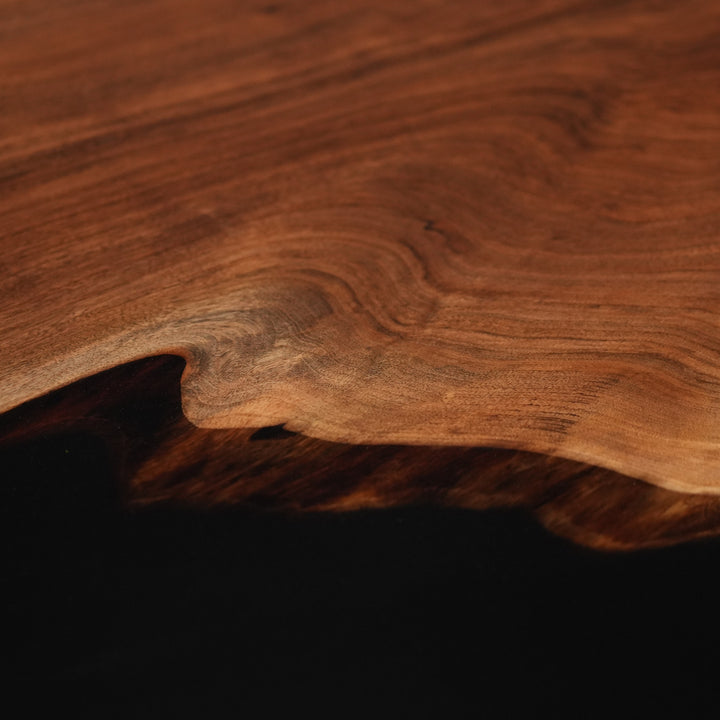 Seawavetable-elegant black walnut table with opaque black epoxy surface