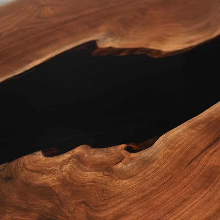Seawavetable-customizable epoxy table with live edges and black walnut wood