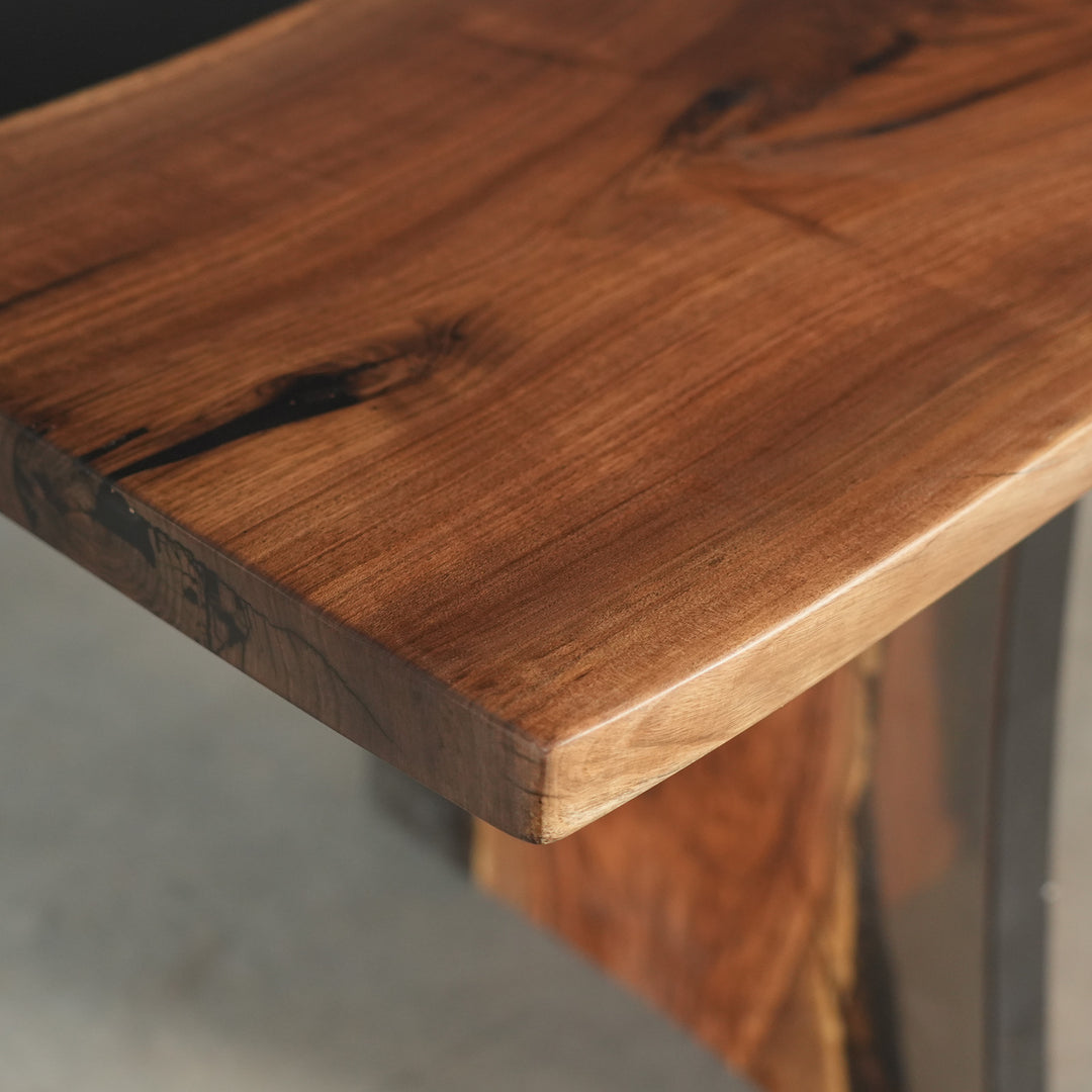 Seawavetable-modern rectangular epoxy resin table with black walnut wood
