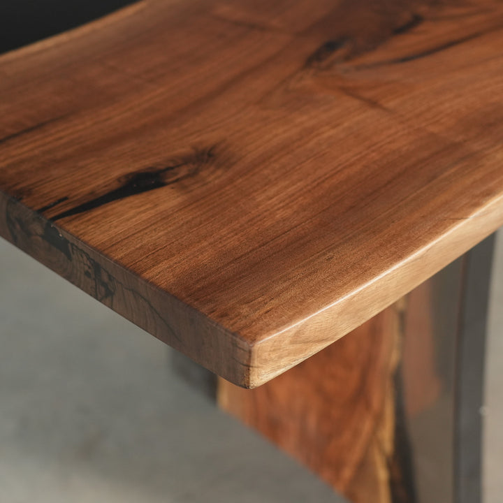 Seawavetable-modern rectangular epoxy resin table with black walnut wood