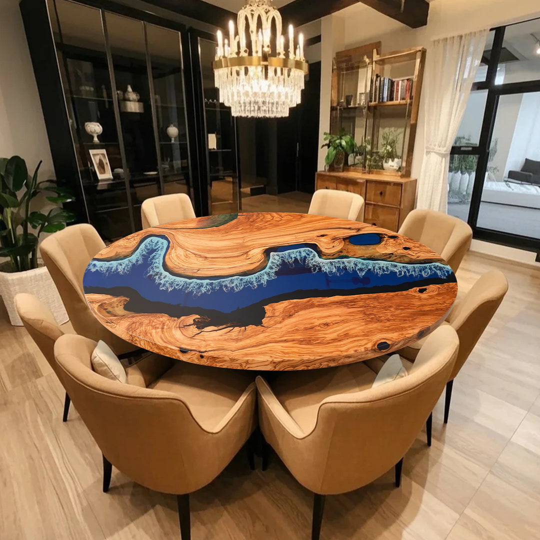 Custom Walnut Black Matte Epoxy Resin Tables CRT-052