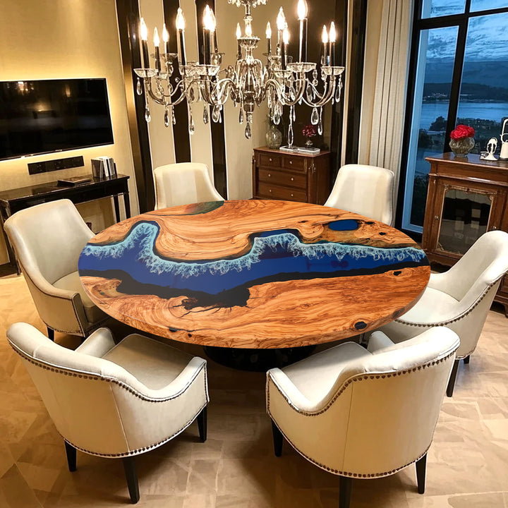Custom Walnut Black Matte Epoxy Resin Tables CRT-052