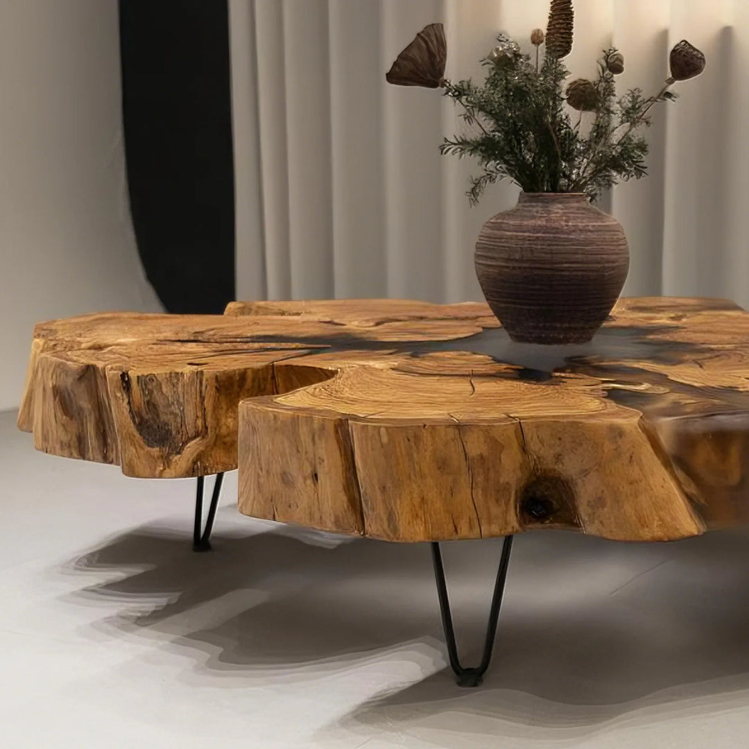Seawavetable-Unique handcrafted olive wood table with full matte surface