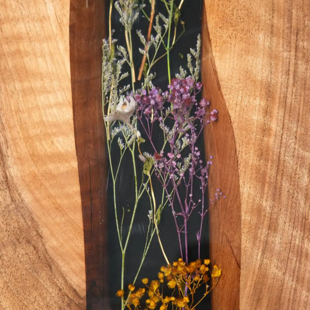 Seawavetable-Premium high gloss epoxy river dining table with encapsulated flowers