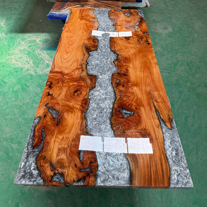 Seawavetable-Pennsylvania modern glossy straight edge beech resin table