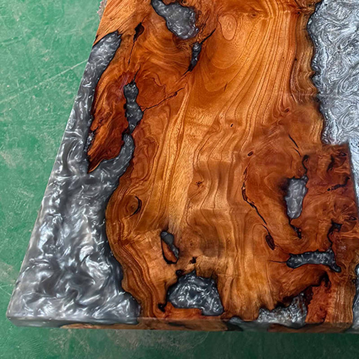 Seawavetable-Urban modern dining table with straight edges and epoxy finish