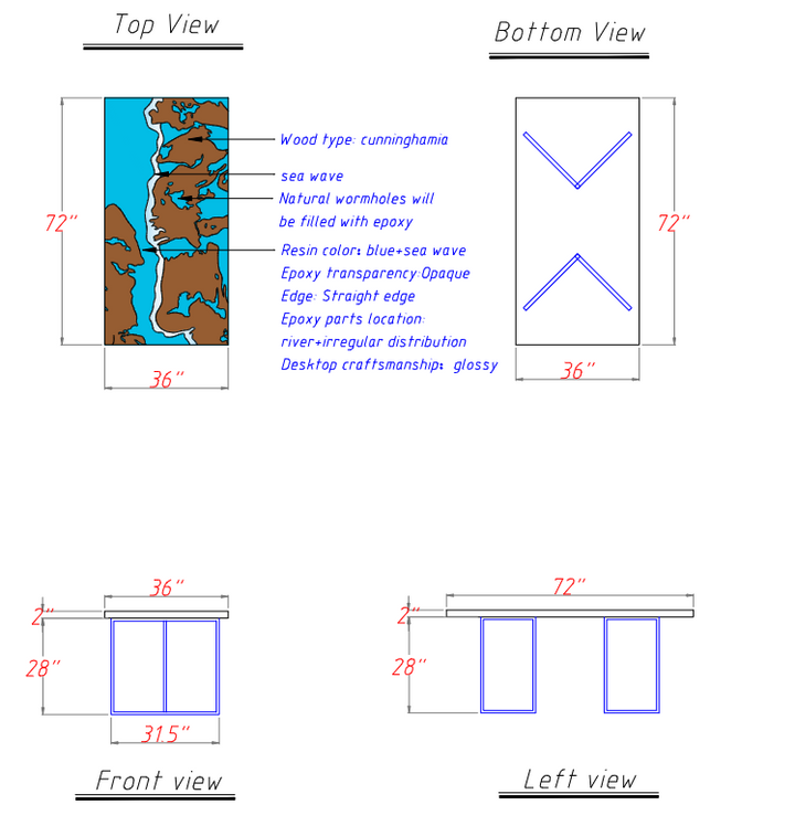 Stunning Cunninghamia Wood Epoxy Dining Table California Coastal Living CRT-226