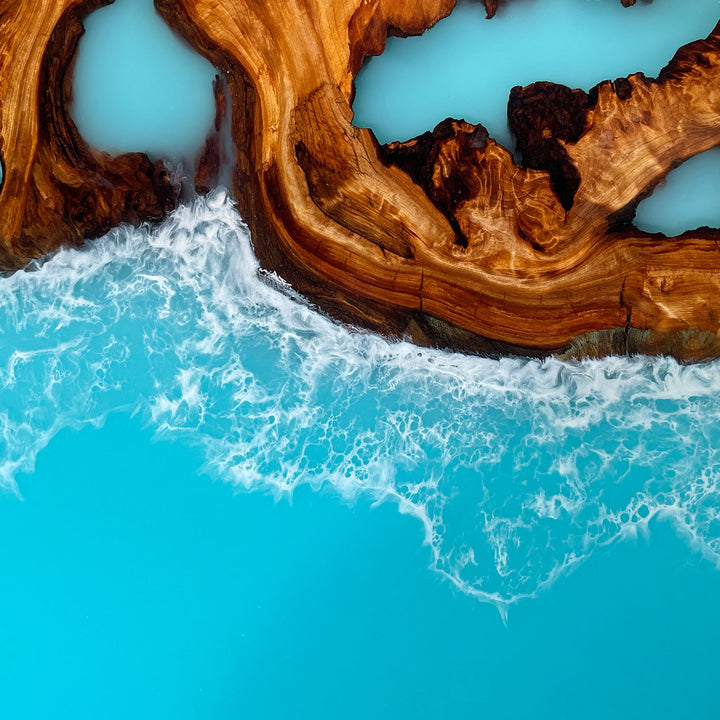 Stunning Cunninghamia Wood Epoxy Dining Table California Coastal Living CRT-226