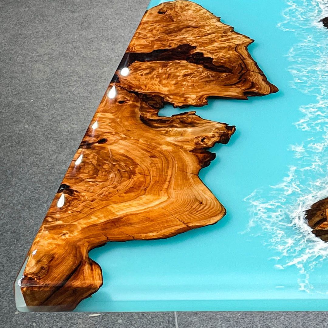 Stunning Cunninghamia Wood Epoxy Dining Table California Coastal Living CRT-226