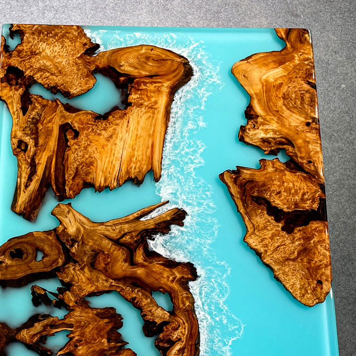 Stunning Cunninghamia Wood Epoxy Dining Table California Coastal Living CRT-226