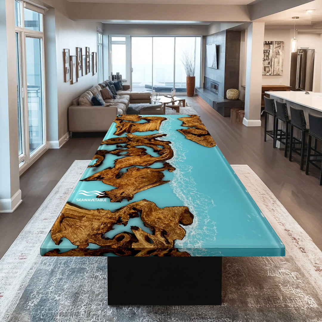 Stunning Cunninghamia Wood Epoxy Dining Table California Coastal Living CRT-226