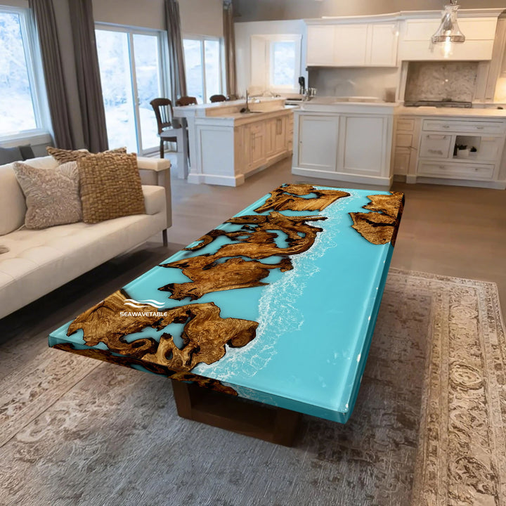 Stunning Cunninghamia Wood Epoxy Dining Table California Coastal Living CRT-226