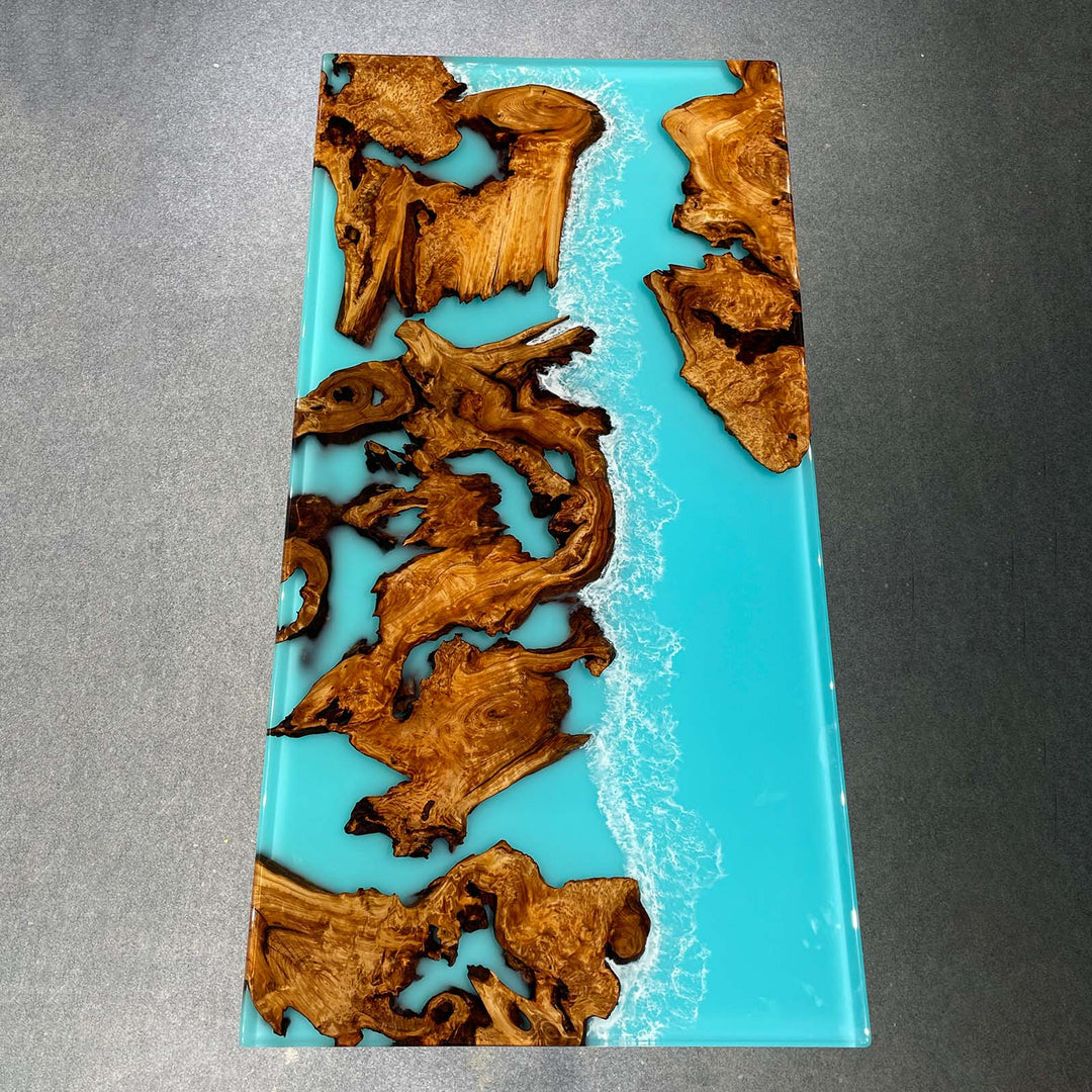 Stunning Cunninghamia Wood Epoxy Dining Table California Coastal Living CRT-226