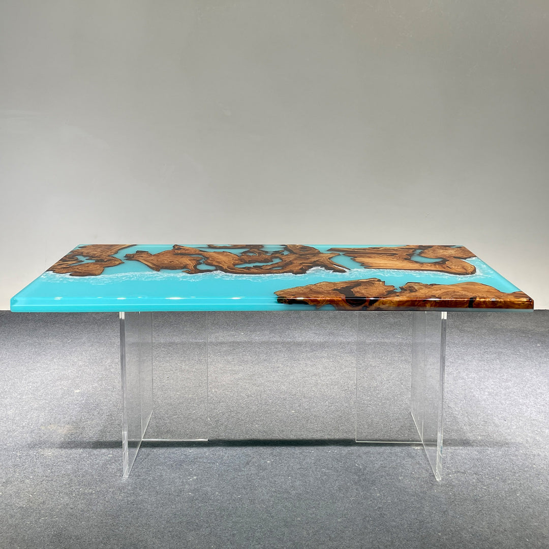 Stunning Cunninghamia Wood Epoxy Dining Table California Coastal Living CRT-226