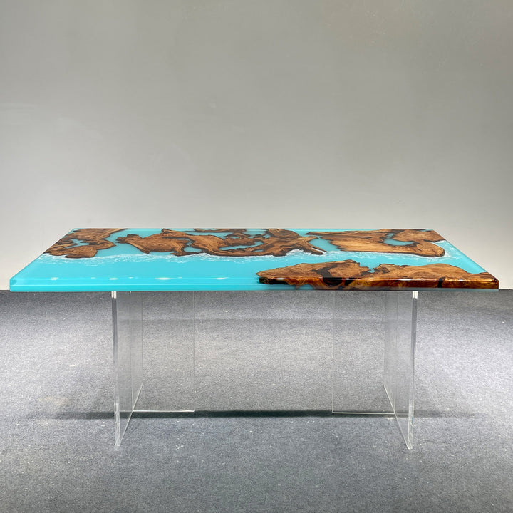 Stunning Cunninghamia Wood Epoxy Dining Table California Coastal Living CRT-226