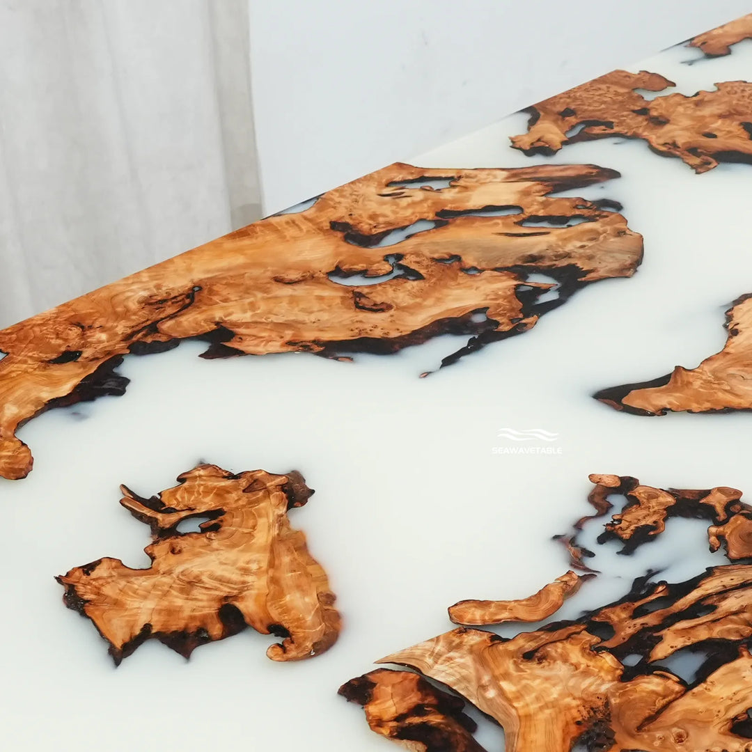 Seawavetable-Heavy duty cunninghamia epoxy river table full high gloss coating precision bevel edge fixed dimension 42×84 inches