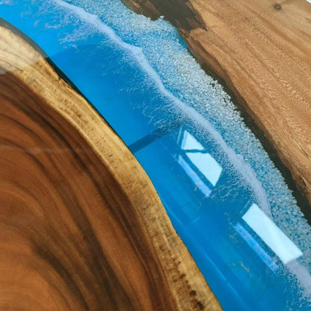 Seawavetable-premium handmade walnut resin table in modern style