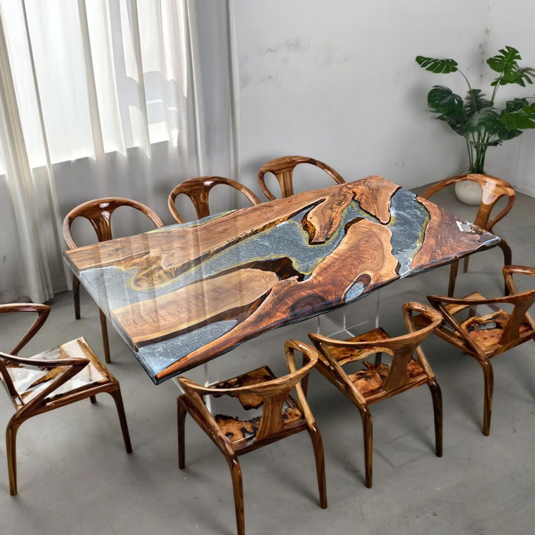 One-of-a-kind handcrafted wood and resin accent chair