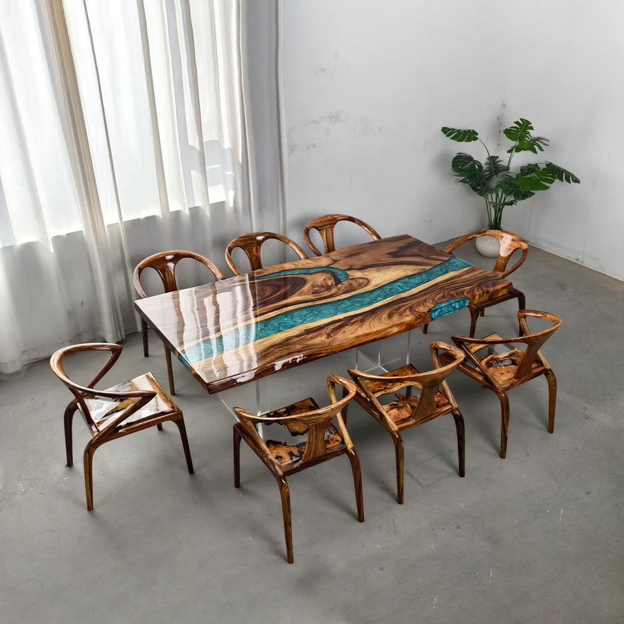 Elegant sculptural wooden chair with flowing organic lines