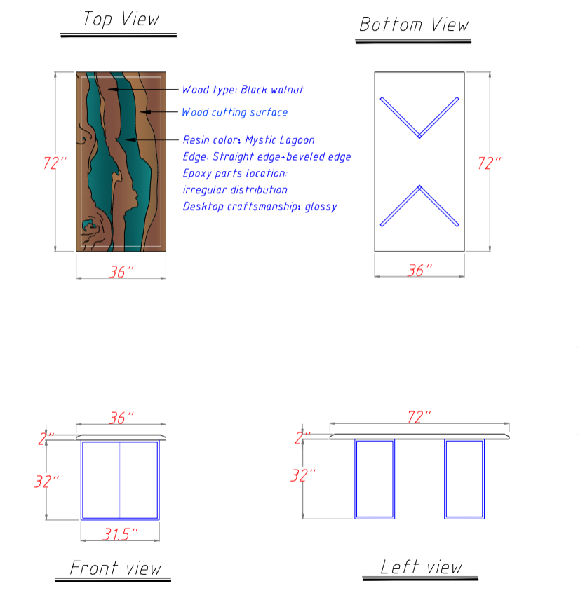 Seawavetable-Custom Green Epoxy River Table Luxury Design
