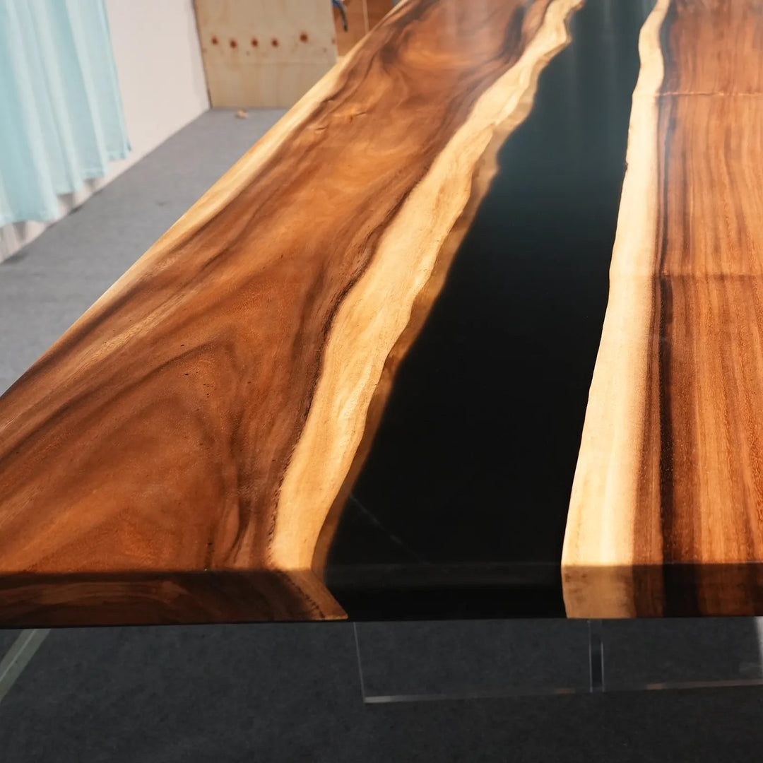 Seawavetable-walnut-epoxy-table-corner-view-matte-finish-sapwood-edge