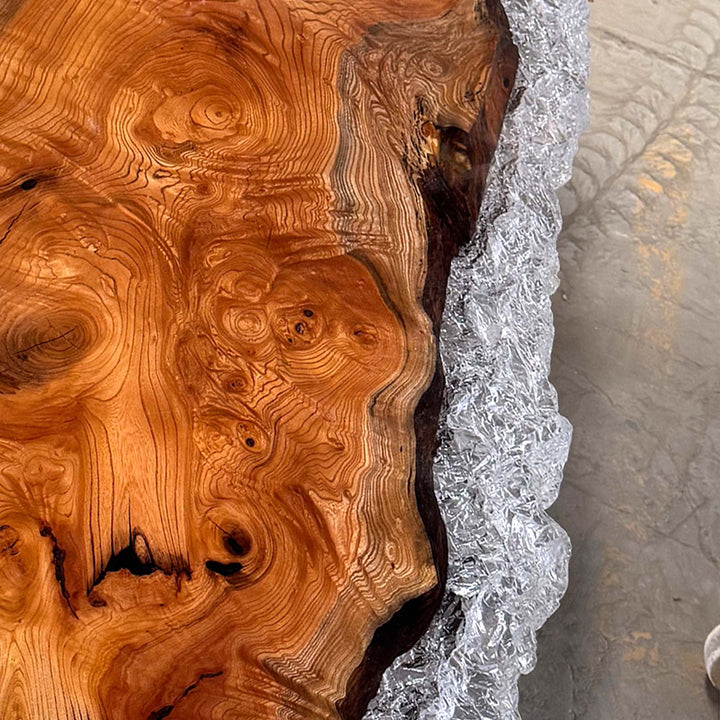 Seawavetable-Full-gloss resin beech wood table with unique ice-crack design – Georgia