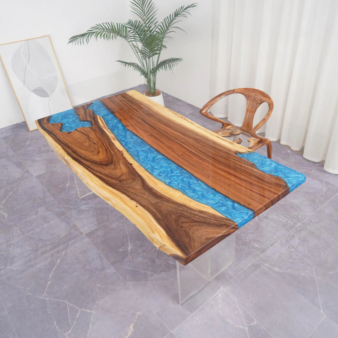 Seawavetable-Epoxy river dining table made from live edge walnut