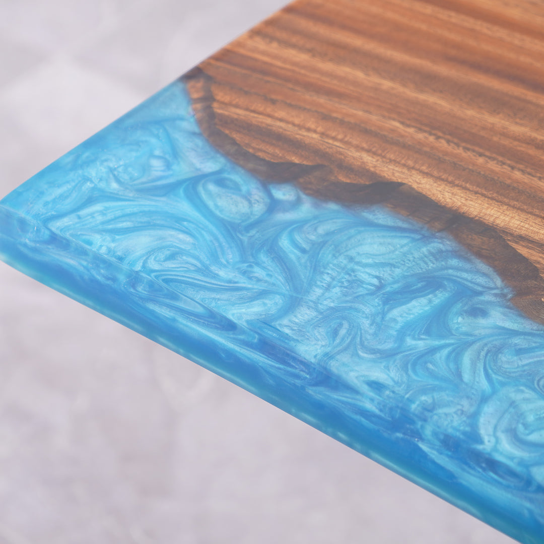 Seawavetable-Walnut wood dining table with ocean-themed epoxy design