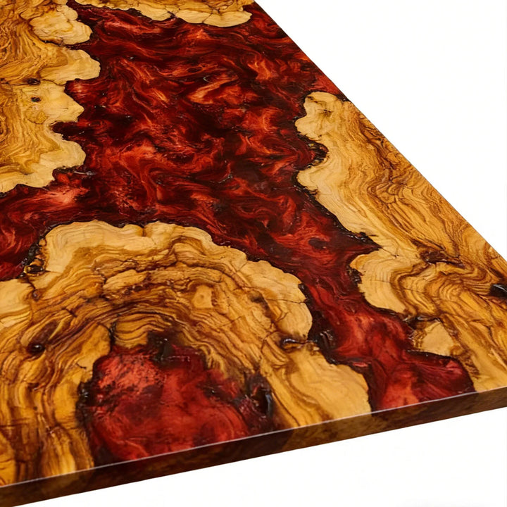 Seawavetable-modern epoxy river table vivid red resin flow