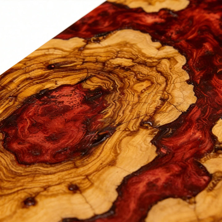 Seawavetable-handcrafted olive wood resin table glossy surface