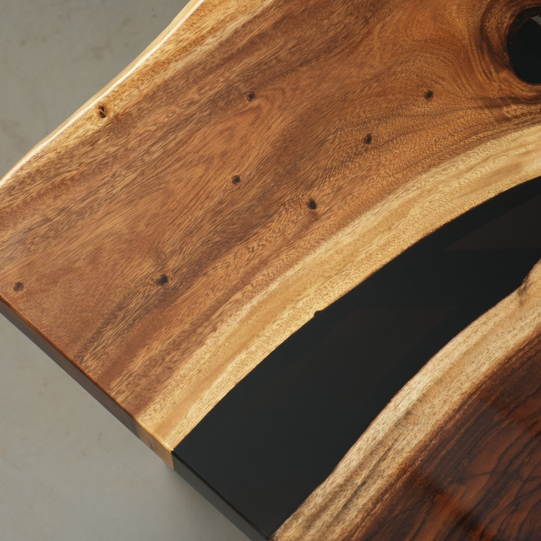 Seawavetable- custom epoxy conference table black resin river walnut modern office table
