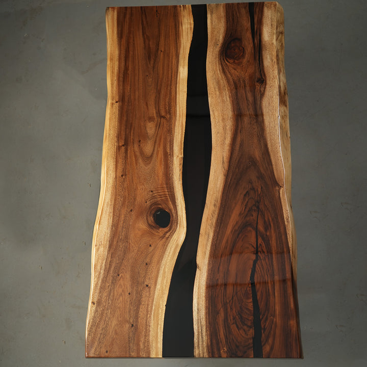 Seawavetable- custom black epoxy table live edge walnut executive meeting room table glossy finish
