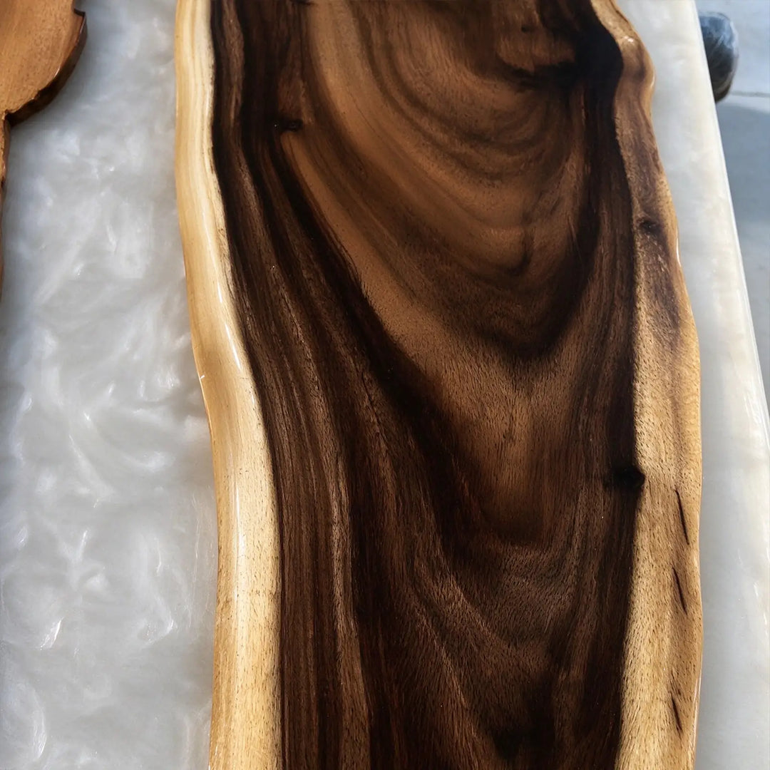 Seawavetable-30x48 inch straight edge walnut wood epoxy dining table
