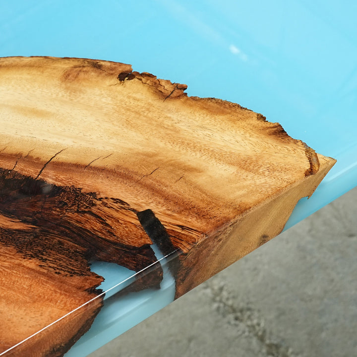Seawavetable-Ocean wave epoxy table with solid walnut wood
