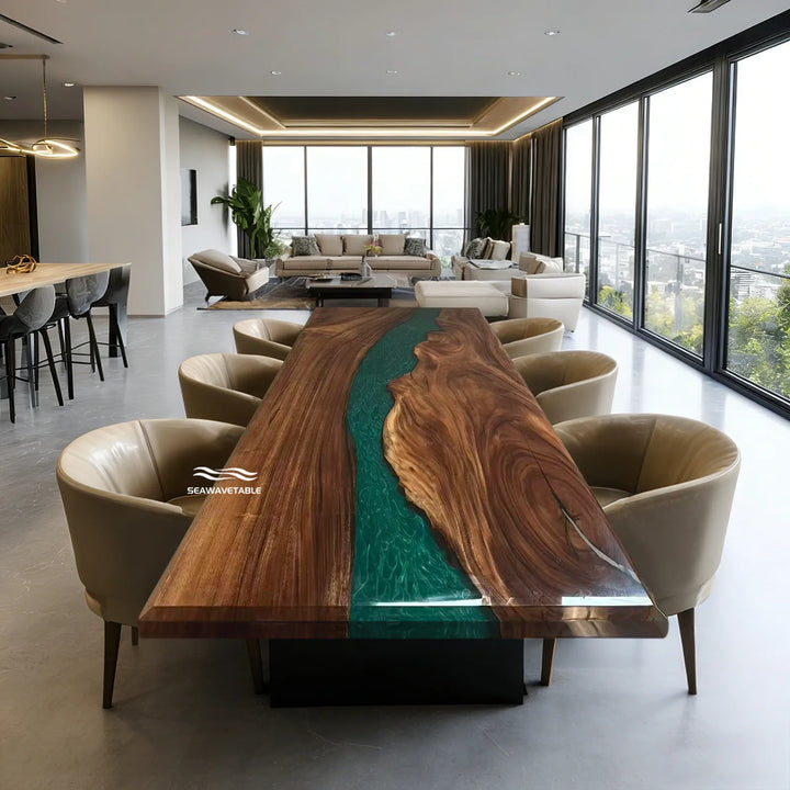Seawavetable-custom-walnut-resin-dining-table-modern-sculptural-design