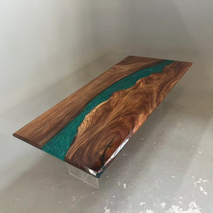 Seawavetable-luxury-walnut-epoxy-table-florida-modern-style
