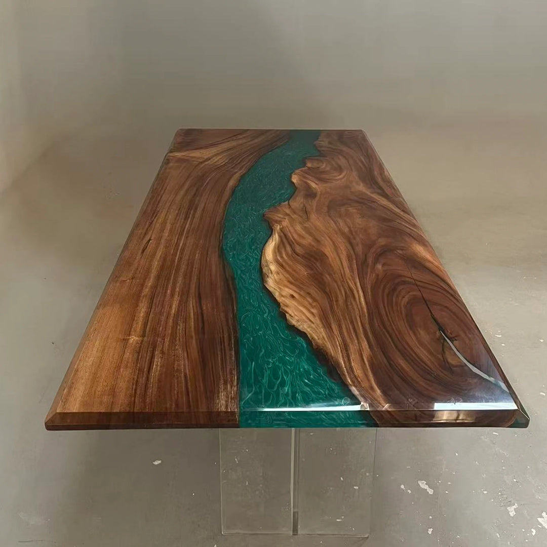 Seawavetable-high-end-walnut-epoxy-table-mirror-finish-surface