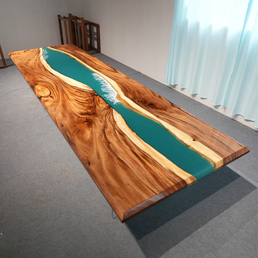 Seawavetable- large rectangular ocean wave epoxy river table for dining room