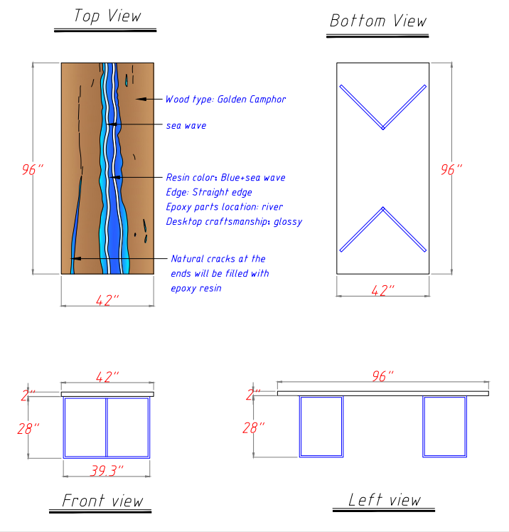 Artisan-crafted straight edge epoxy table for luxury interiors