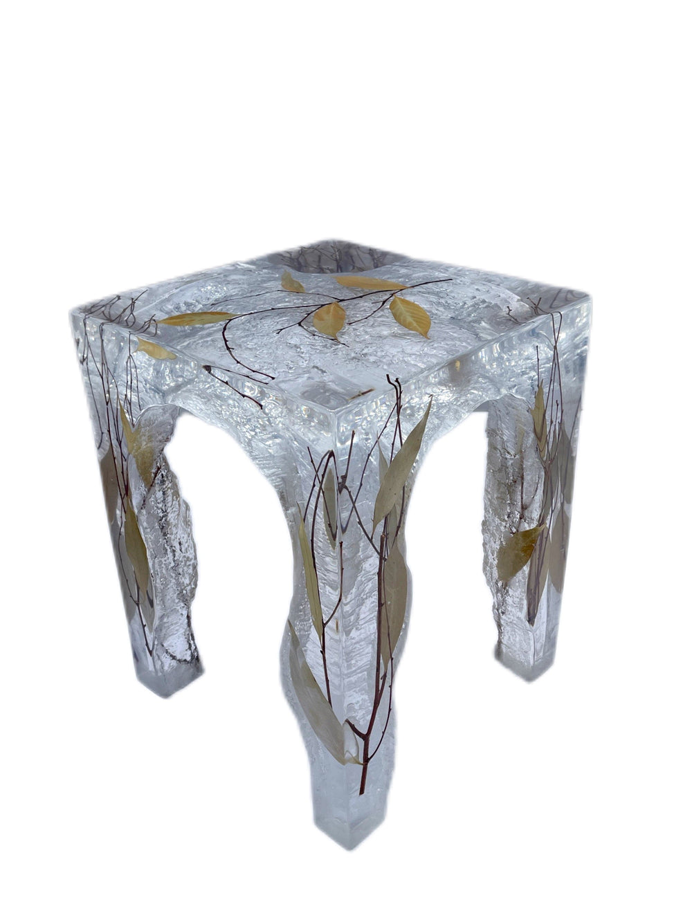 Ice Crystal Square Resin Stool/Side Table