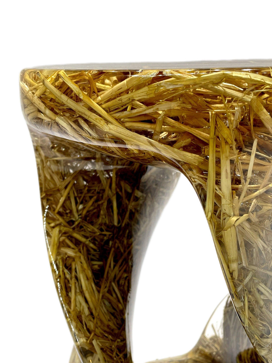 Ice Crystal Straw Resin Stool/Side Table